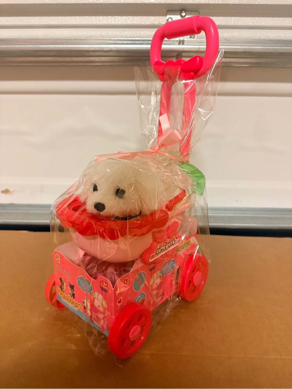 Plush Puppy Stroller Toy - Pink